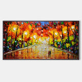 Large Colorful Street Oil Painting Street Painting On Canvas Palette Knife Texture Wall Art Knife Painting