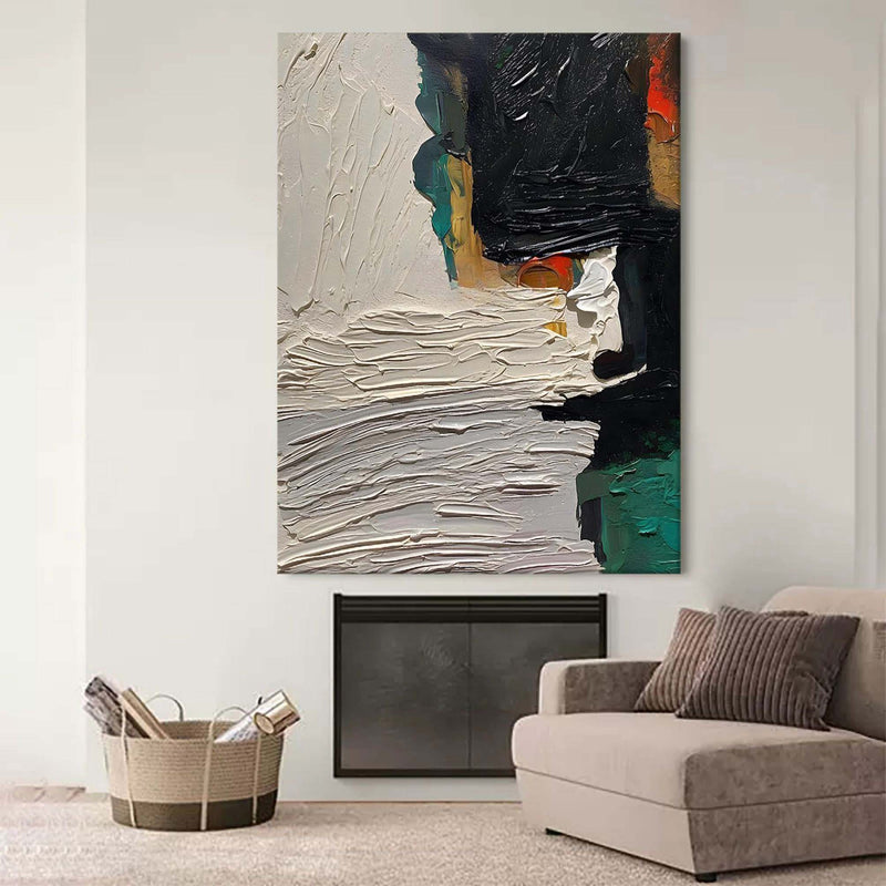 Gray and Black Abstract Art on Canvas 3D Gray and Black Abstract Painting for Sale Textured Wall Art