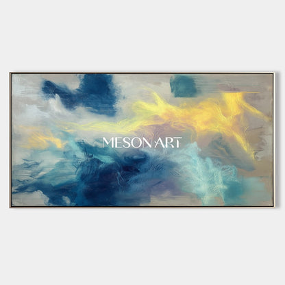 Oversized Blue Handmade Painting Textured Wall Art Hotel Lobby On Sale