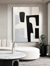 Large Black and White Minimalism Abstract Art Black and White Texture Painting Wabi-Sabi Wall Art