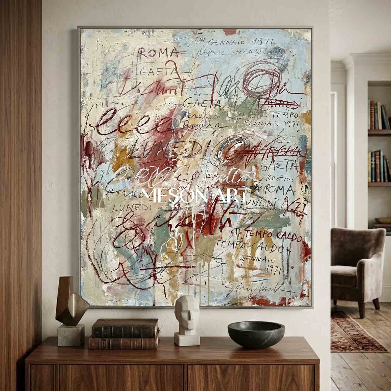 Large Lyrical Abstraction Bedroom Wall Art Textured Painting Entryway