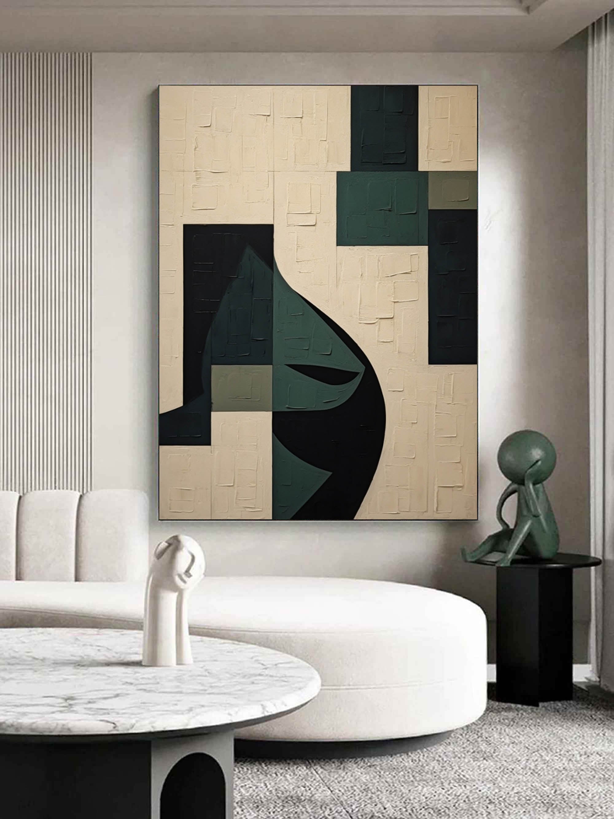 Large Beige And Green Minimalist Abstract Art Beige And Green Art On Canvas Beige Texture Painting