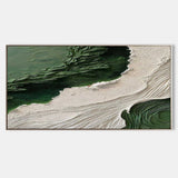 Large 3D Green and White Textured Abstract Canvas Art Wabi-Sabi Art Textured Acrylic Wall Painting