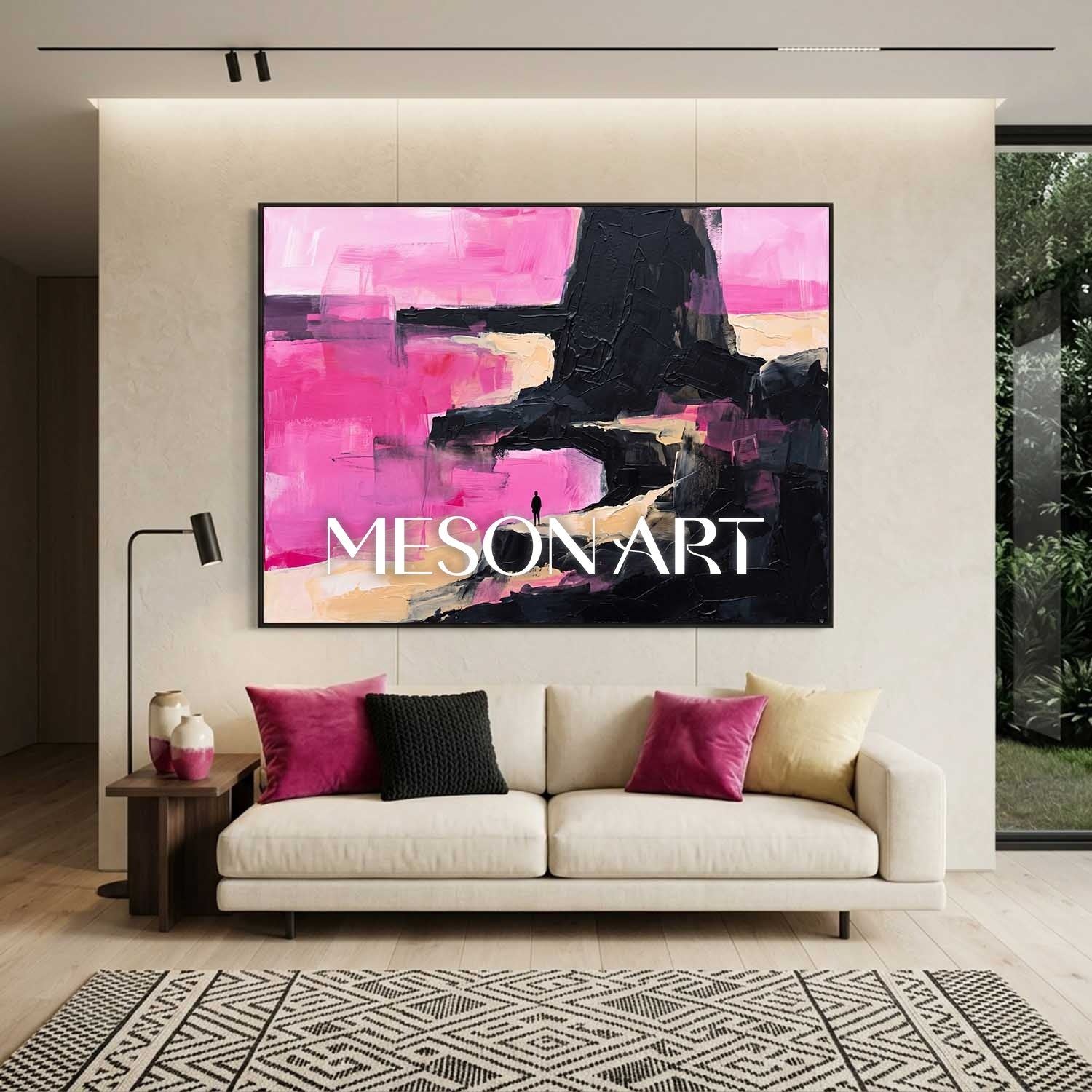 Colorful Pop Art Painting With Geometric Shapes For Modern Living Room Decor