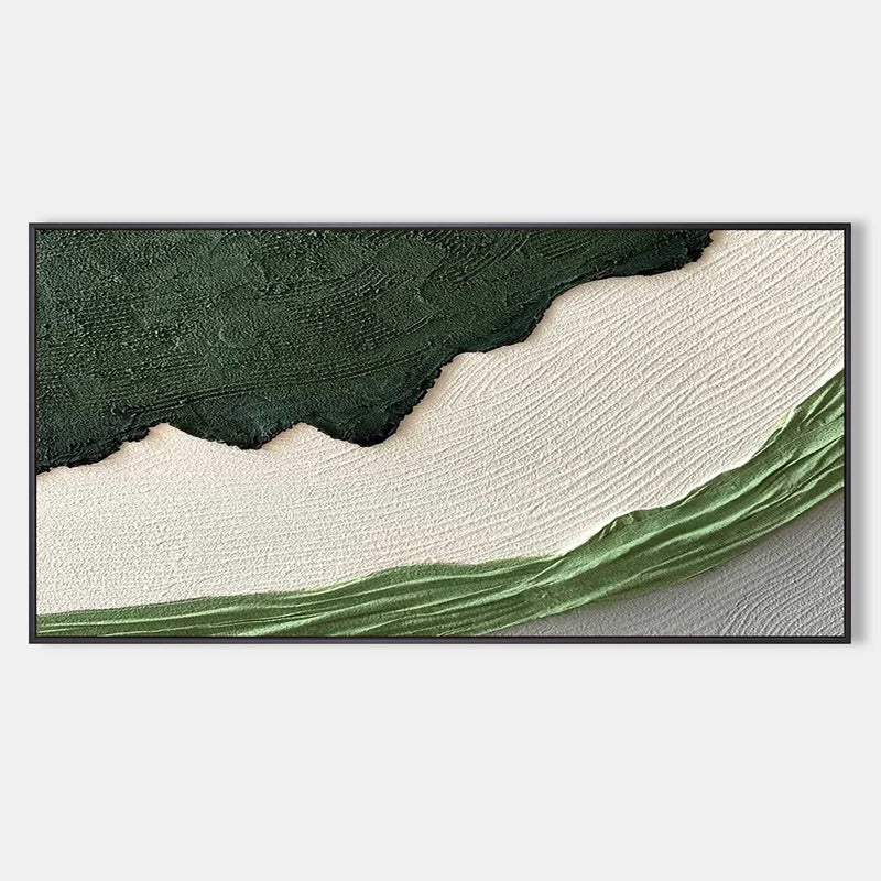 Large Green and White Texture Painting Green and White Textured Art Plaster Abstract Canvas Painting