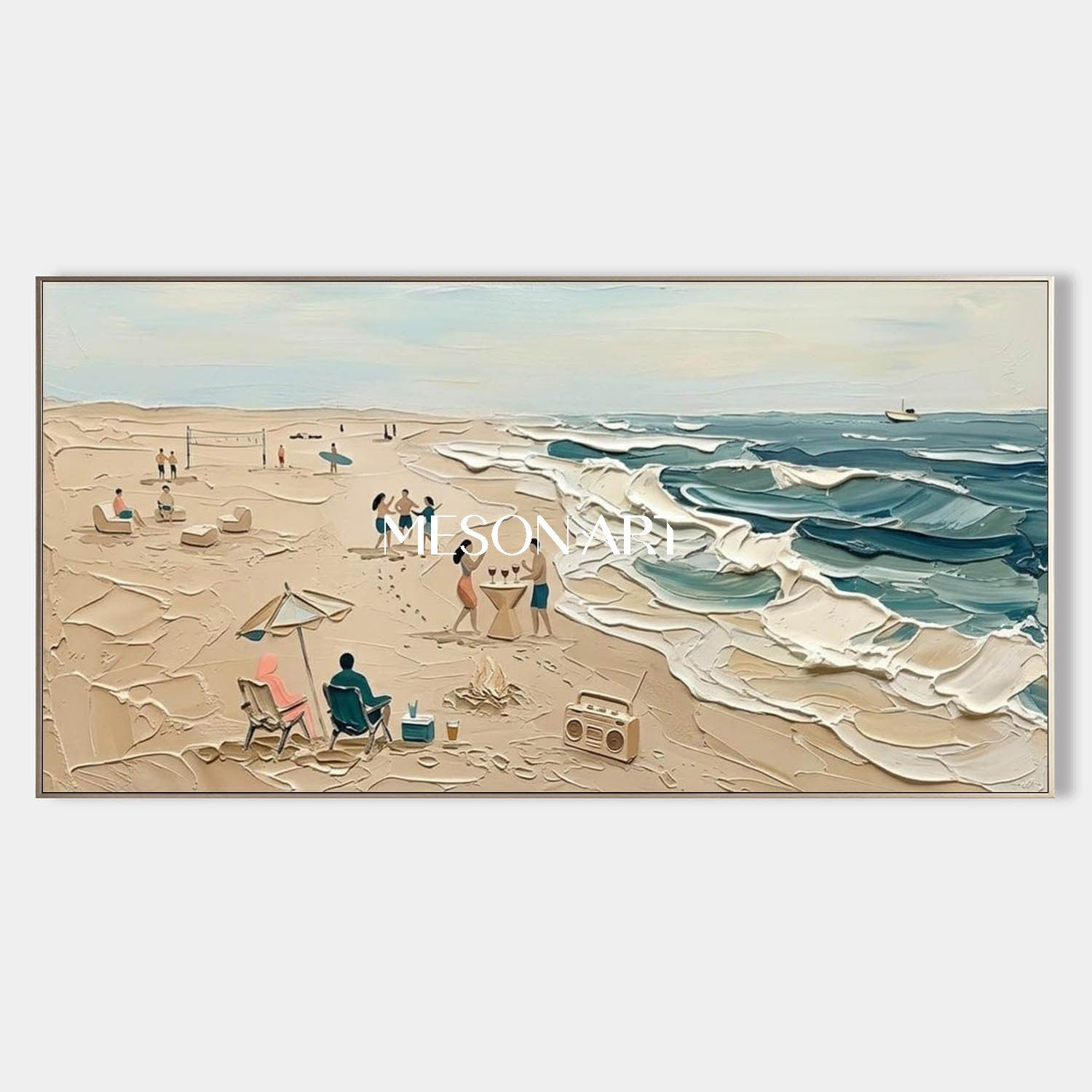 Beach Waves Impasto Painting Buy Modern 3D Landscape Art Shop Online