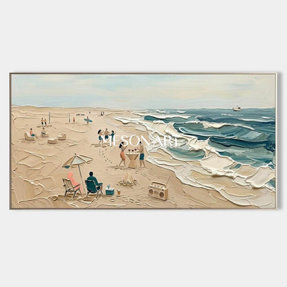 Beach Waves Impasto Painting Buy Modern 3D Landscape Art Shop Online