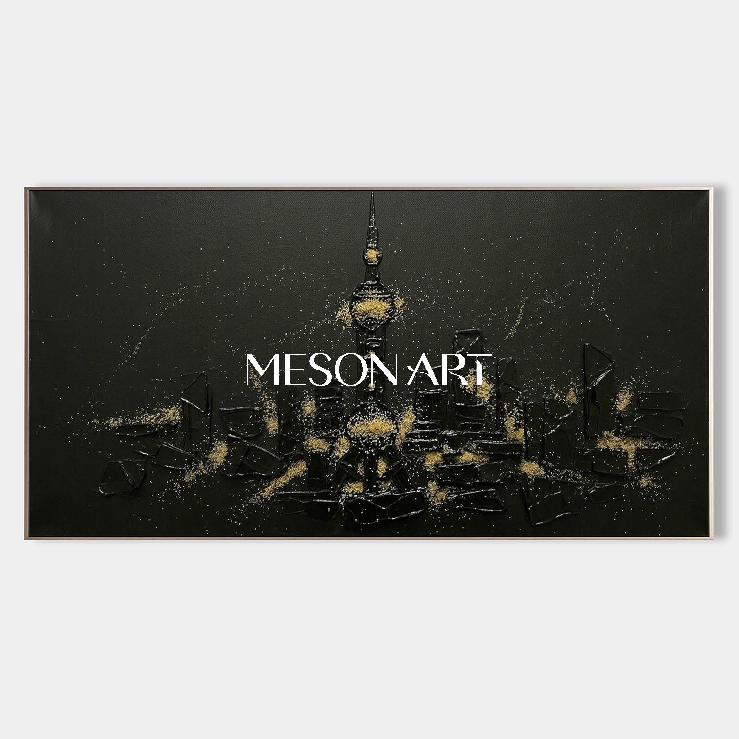 Over Sofa Panoramic Art, Executive Boardroom Centerpiece, Extra Large Horizontal Wall Decor, Framed Office Skyline.