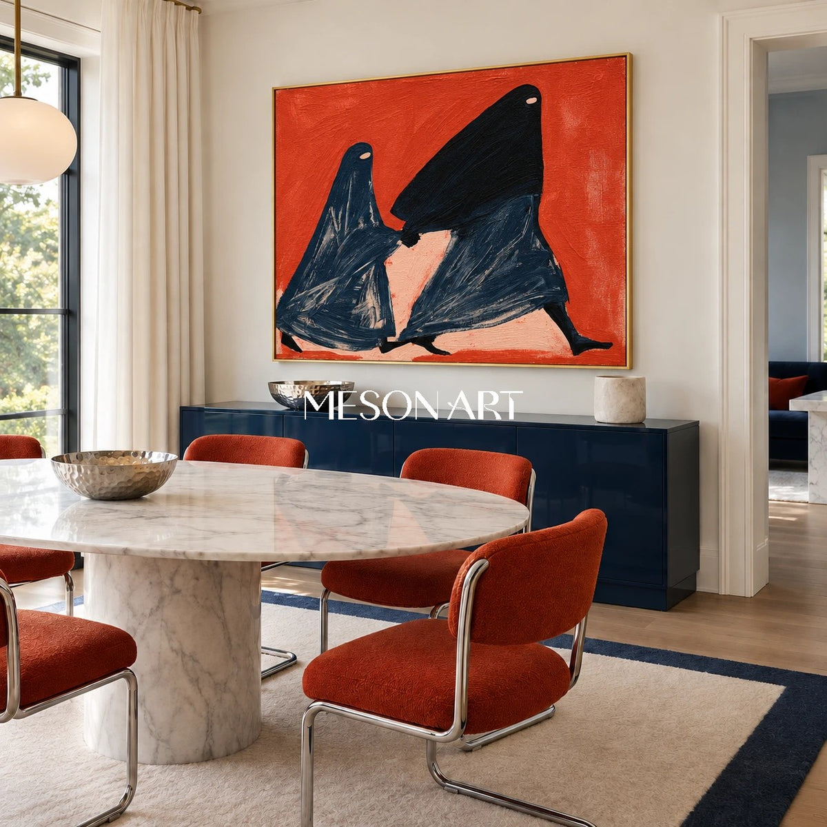 Red And Black Expressionist Figurative Art Rectangular Wall Decor Original Artist Hand Painted By Mesonart