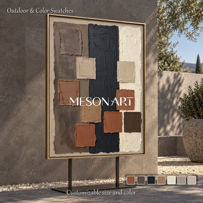 Brown And Black Wabi-Sabi Abstract Rectangular Wall Art Original Artist Hand Painted By Mesonart