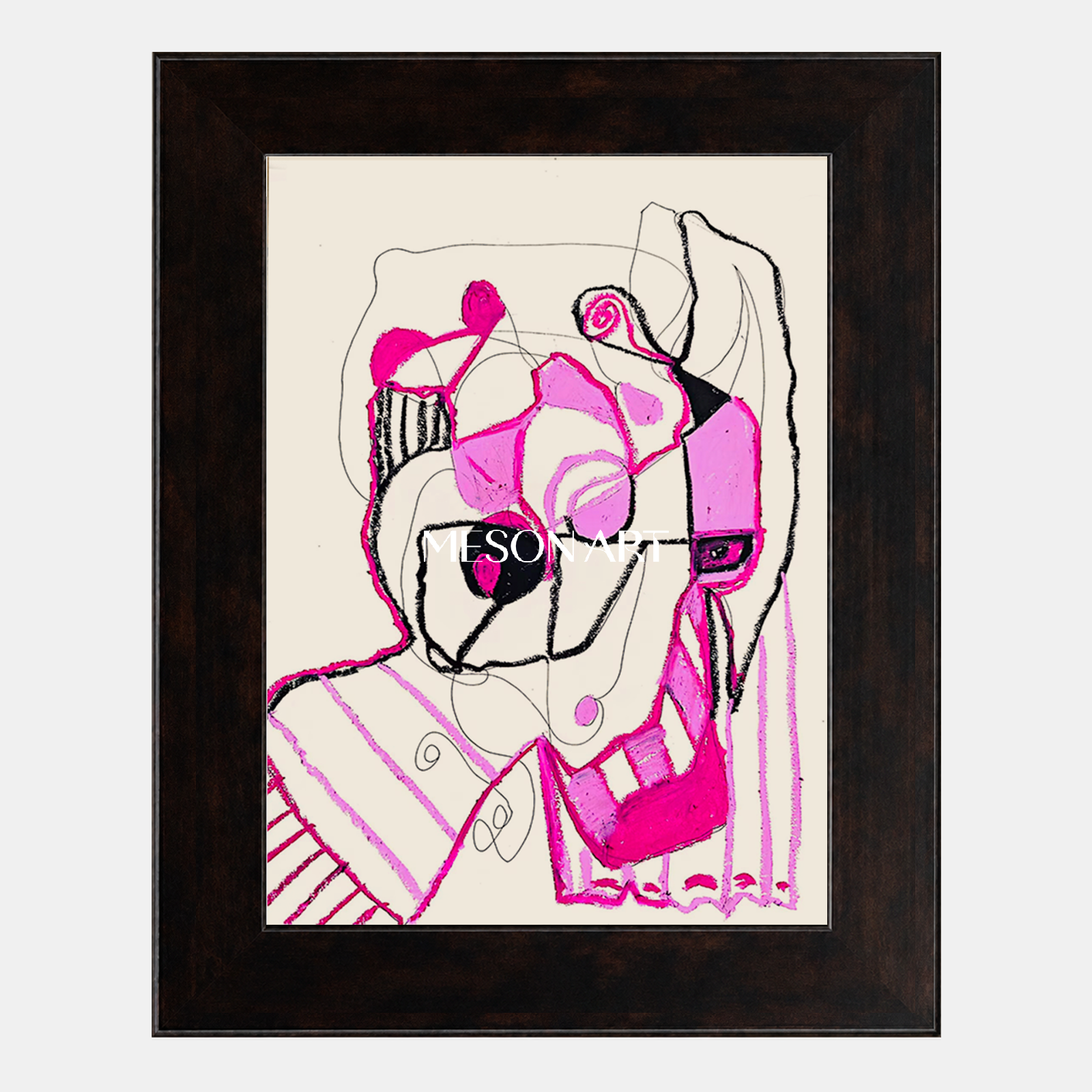 Pink And Black Fine Art Collectible Designer Rectangular Wall Art For Living Room By Mesonart