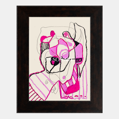 Pink And Black Fine Art Collectible Designer Rectangular Wall Art For Living Room By Mesonart
