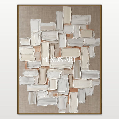 Minimalist Abstract Painting With Textured Relief For Modern Home Decor