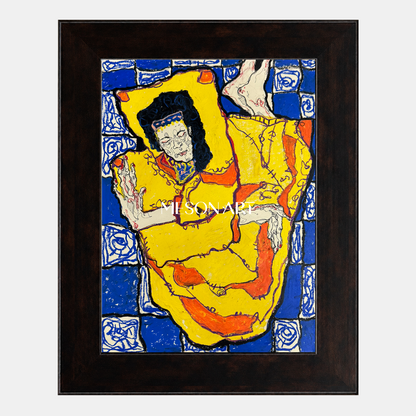 Yellow And Blue Painting Original Contemporary Art Rectangular Wall Decor For Living Room By Mesonart