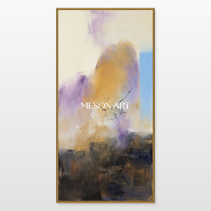 Purple And Gold Abstract Landscape Painting Panoramic Modern Contemporary Art Original Artist By Mesonart