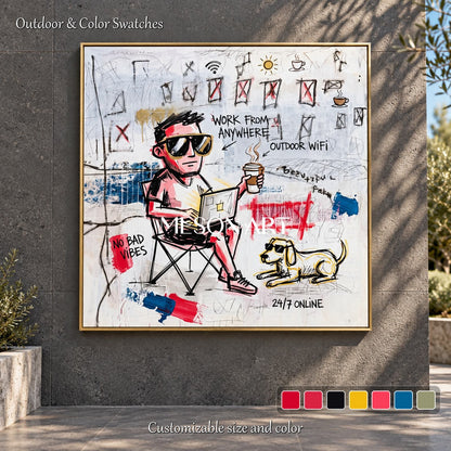 White And Red Modern Graffiti Wall Art Square Original Artist Hand Painted By Mesonart