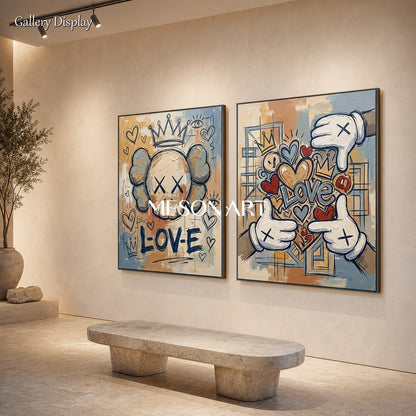 Urban Pop Art Painting With Graffiti Motifs For Modern Living Room Decor