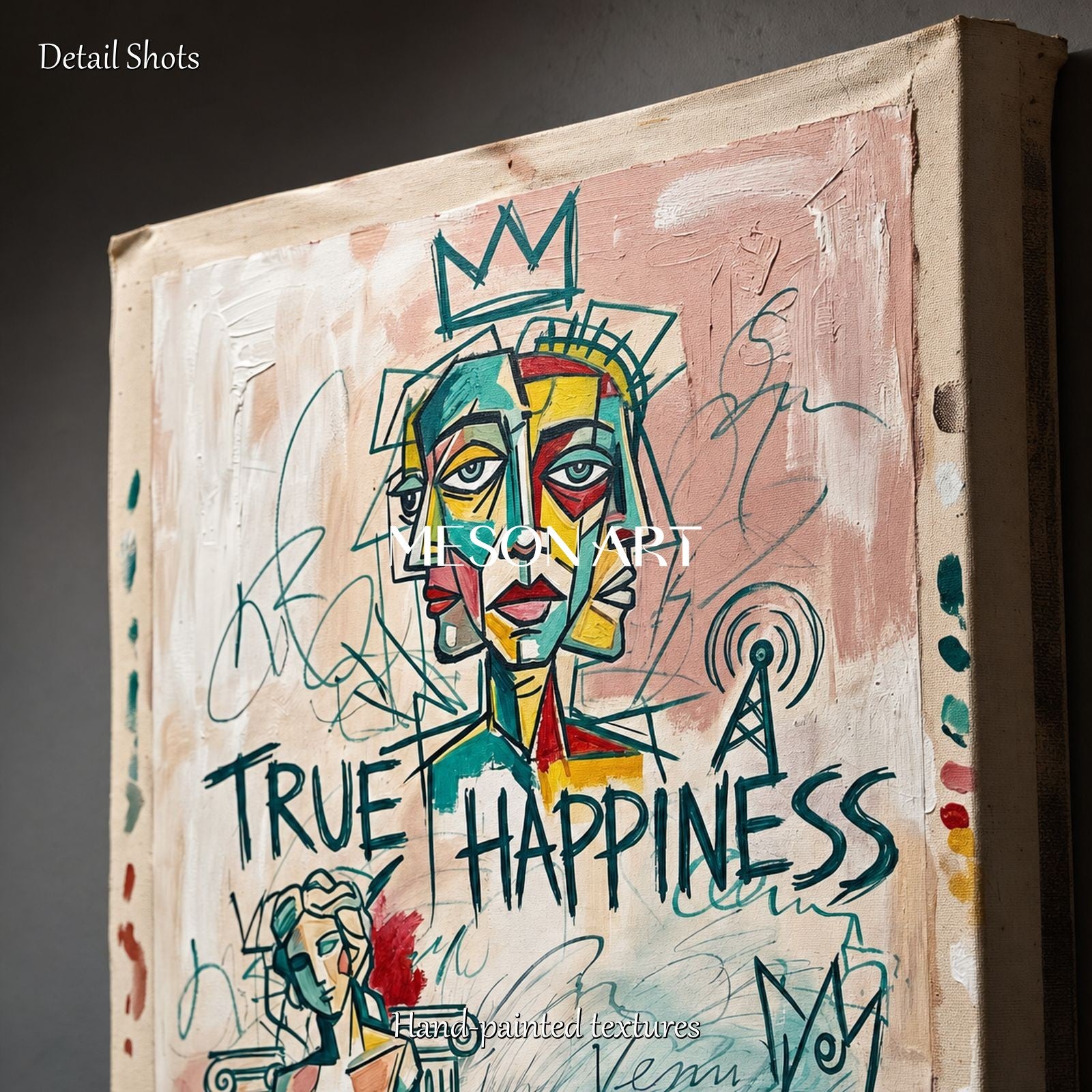 True Happiness Connection Pop Art Abstract Painting With Mcdonalds Icon For Contemporary Home Decor
