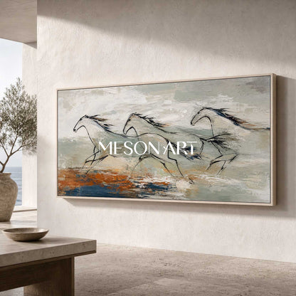 Minimalist Horse Abstract Art On Canvas For Modern Living Room Decor With Smooth Texture