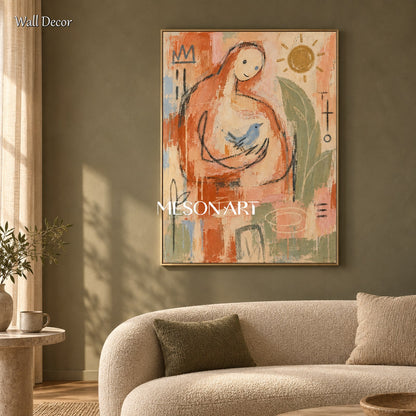 Orange And Blue Abstract Painting Rectangular Wall Art Large Modern Contemporary Original Artist By Mesonart