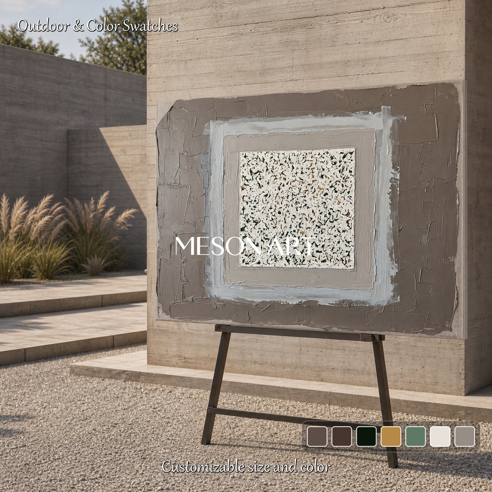 Minimalist Textured Abstract Painting With Earth Tones For Modern Home Decor