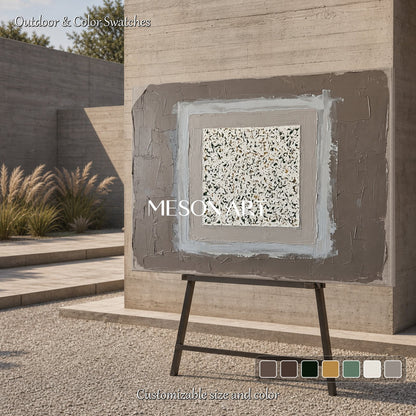 Minimalist Textured Abstract Painting With Earth Tones For Modern Home Decor