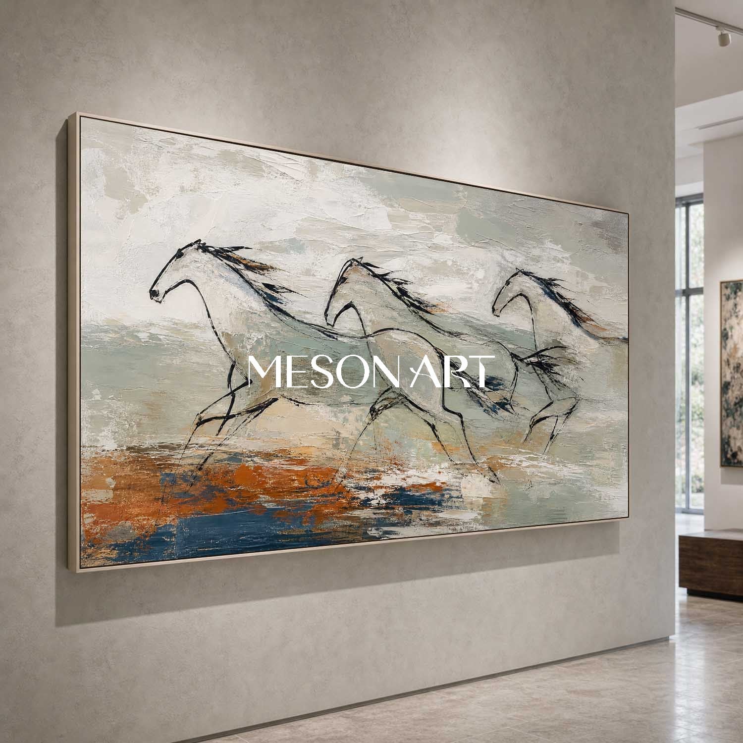 Minimalist Horse Abstract Art On Canvas For Modern Living Room Decor With Smooth Texture