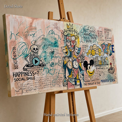Large Pop Art Painting For Modern Living Room With Abstract Graffiti Style