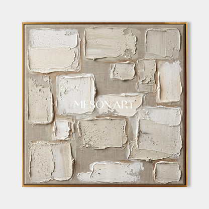 Minimalist Textured Wall Art In Beige And White For Modern Living Room Decor