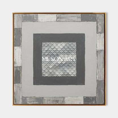 Gray Abstract Art Painting With Textured Relief For Art Deco Living Room Wall Decor