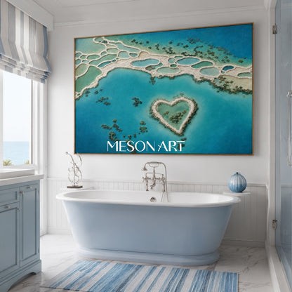 Turquoise Heart Lagoon Art For Coastal Living Rooms And Bedrooms With Spa Like Calm