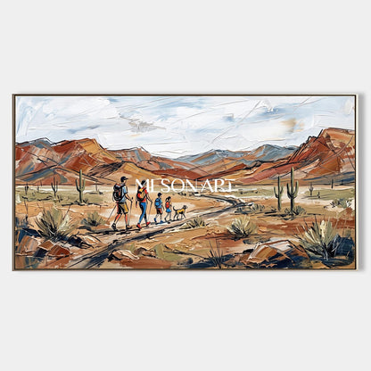 Brown And Blue Contemporary Landscape Mountain Painting Textured Art For Living Room By Mesonart