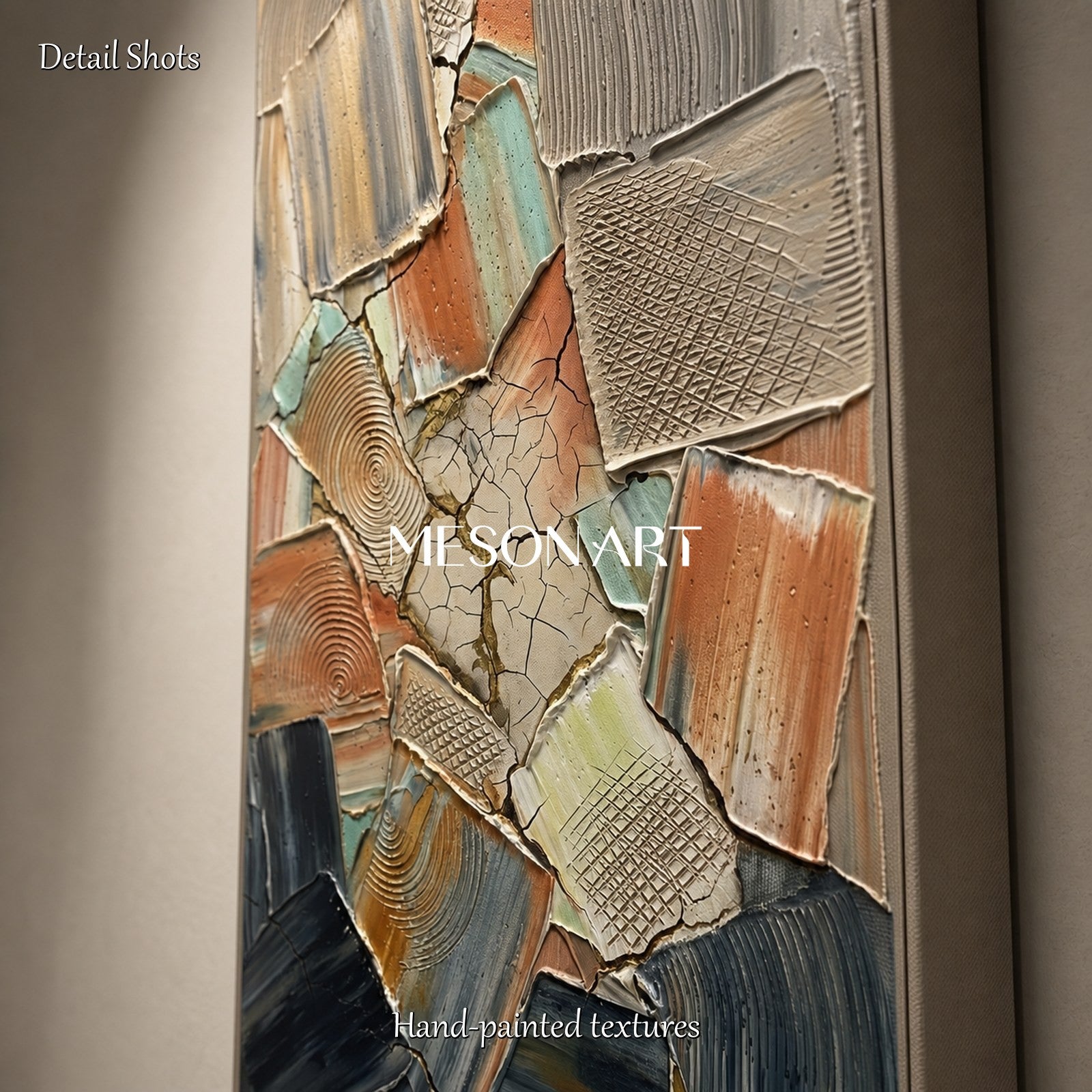 Brown Wabi Sabi Abstract Painting With Textured Relief For Modern Living Room Decor