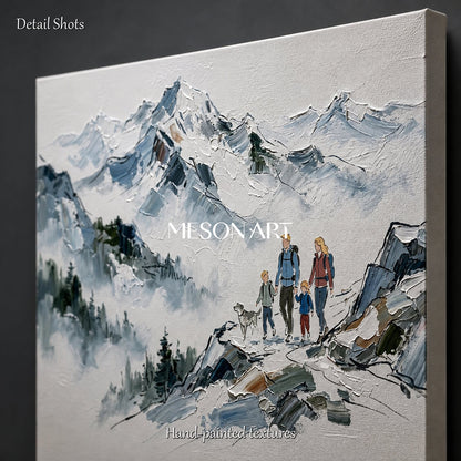 White And Blue Mountain Landscape Painting Rectangular Wall Art For Living Room Original Artist Hand Painted By Mesonart