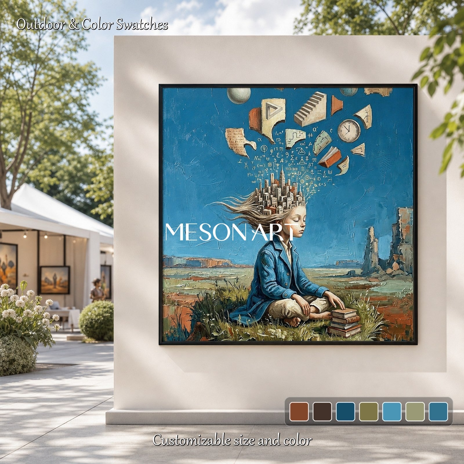 Original Surrealist Painting For Home Office With City In Mind Theme