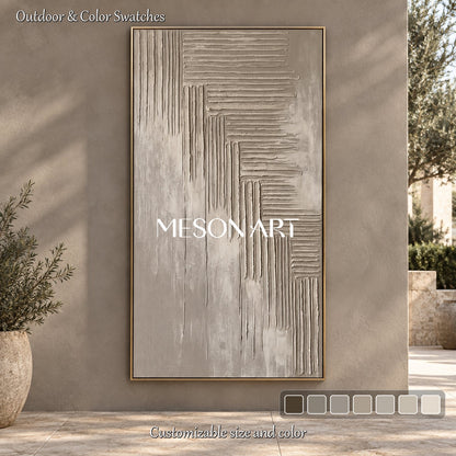 Gray Textured Wall Art Large Abstract Original Artist Hand Painted Panoramic By Mesonart