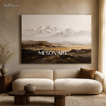 Beige And Brown Abstract Painting Rectangular Wall Art For Living Room Original Artist By Mesonart