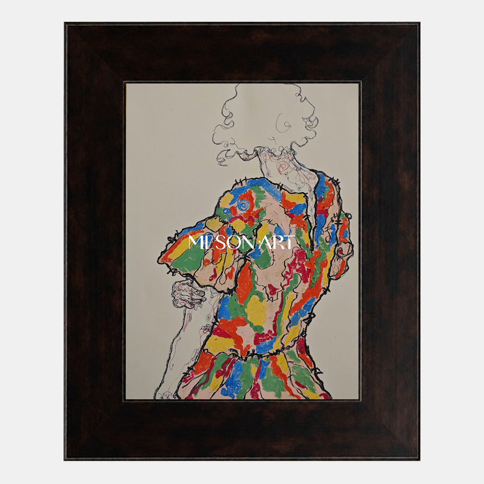 Modern Abstract Expressionist Figure Painting With Bold Colors For Living Room