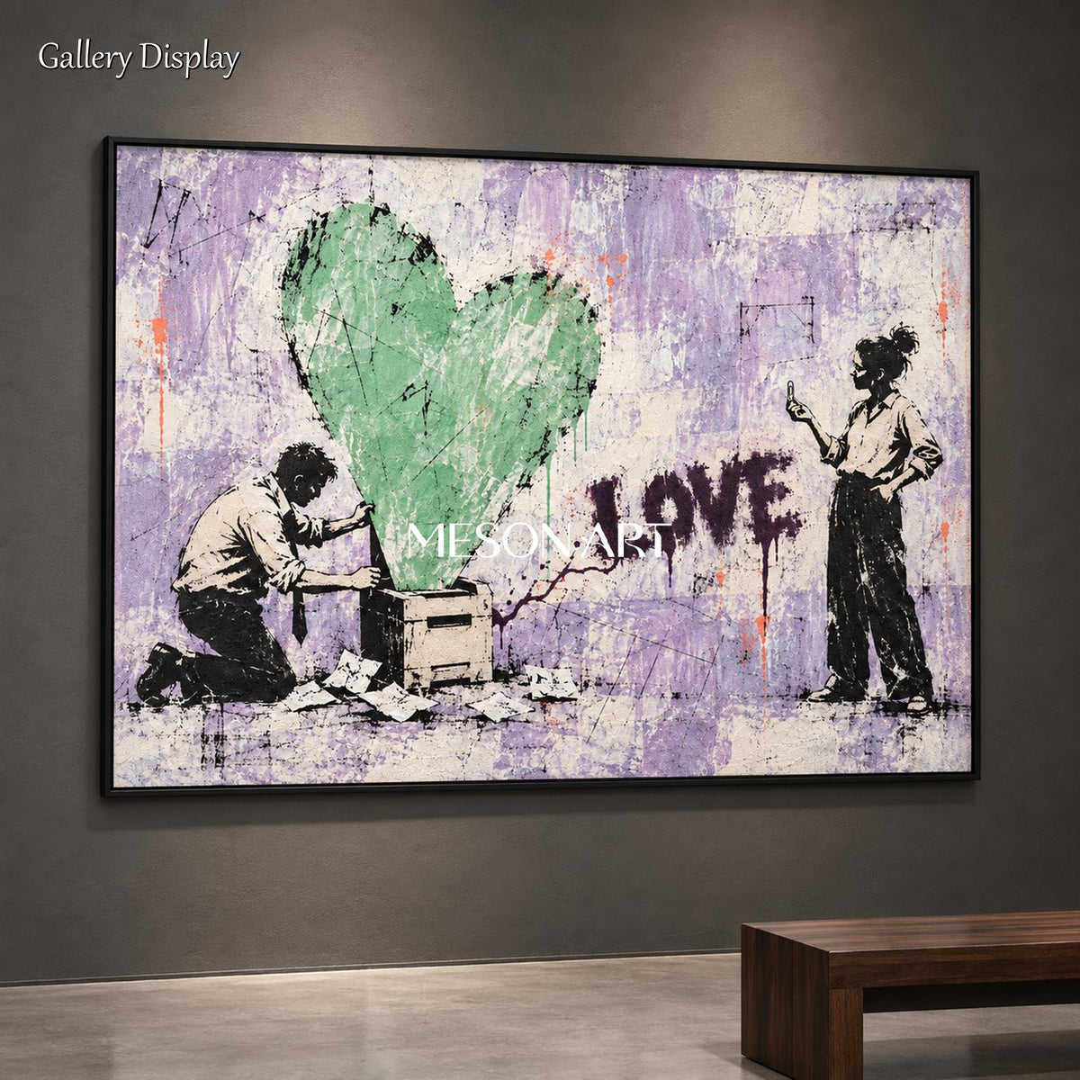 Purple And Green Abstract Graffiti Wall Art Large Rectangular Painting Original Artist By Mesonart