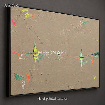 Brown And Green Abstract Landscape Painting Rectangular Palette Knife Art By Mesonart