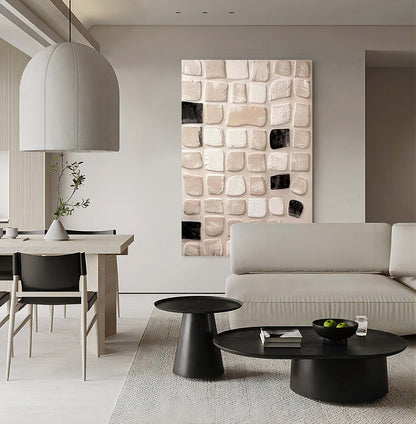 Large Wabi Sabi Wall Art Decoration Grey Abstract Art On Canvas 3D Grey Abstract Texture Painting