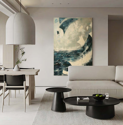 Large Blue Abstract Sea Texture Painting Blue Abstract Sea Abstract Canvas Art Blue Abstract Sea Wall Art
