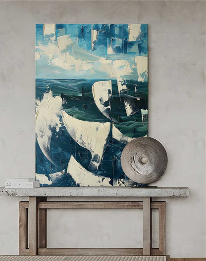 Large Blue Abstract Sea Oil Painting Blue Abstract Sea Texture Painting Blue Abstract Sea Abstract Art on Canvas