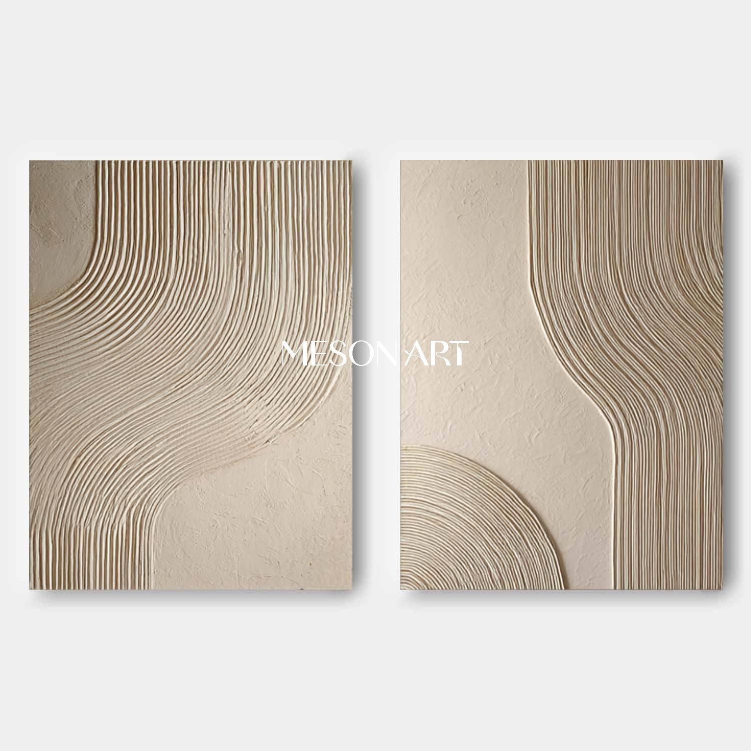 2-Piece Beige Textured Abstract Art – Bohemian Wall Decor with Stunning Colors