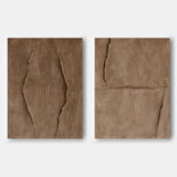 Brown Canvas Art On Canvas Set Of 2 Wabi Sabi Wall Art 3D Brown Textured Painting Brown Minimal Art