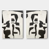 Black and White Texture Abstract Canvas Painting Set of 2 Wabi Sabi Wall Art Minimalist Abstract Art