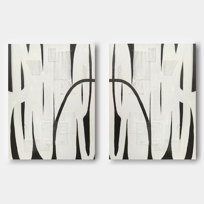 Wabi Sabi Abstract Art Canvas Set of 2 Black and White Texture Abstract Painting Wabi Sabi Wall Art