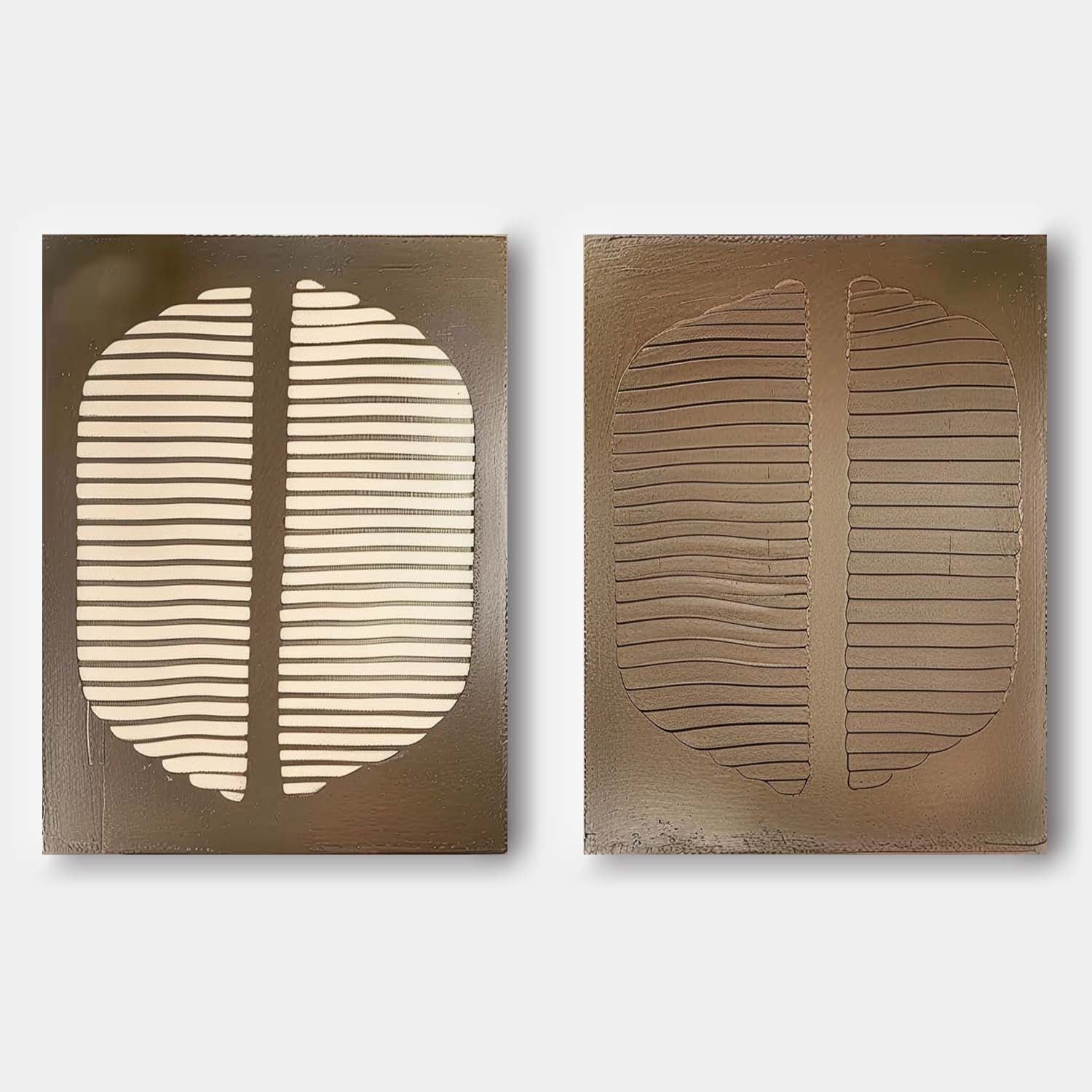 Large Bohemian Abstract Art Set of 2 Brown Abstract Texture Painting Modern Canvas Wall Art Set of 2