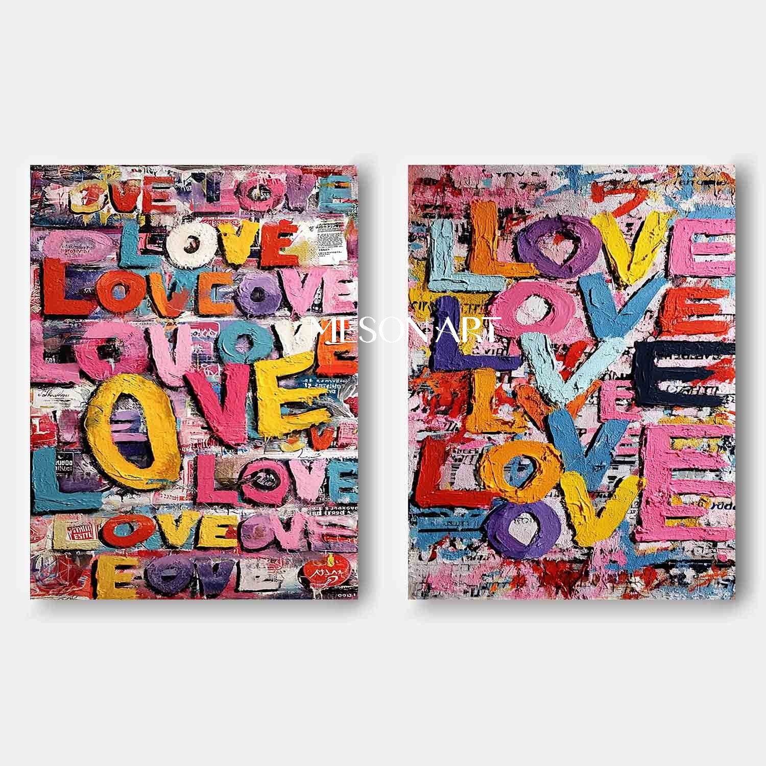 2-piece LOVE wall art decoration Newlywed room decoration ideas Valentine's Day LOVE art gift