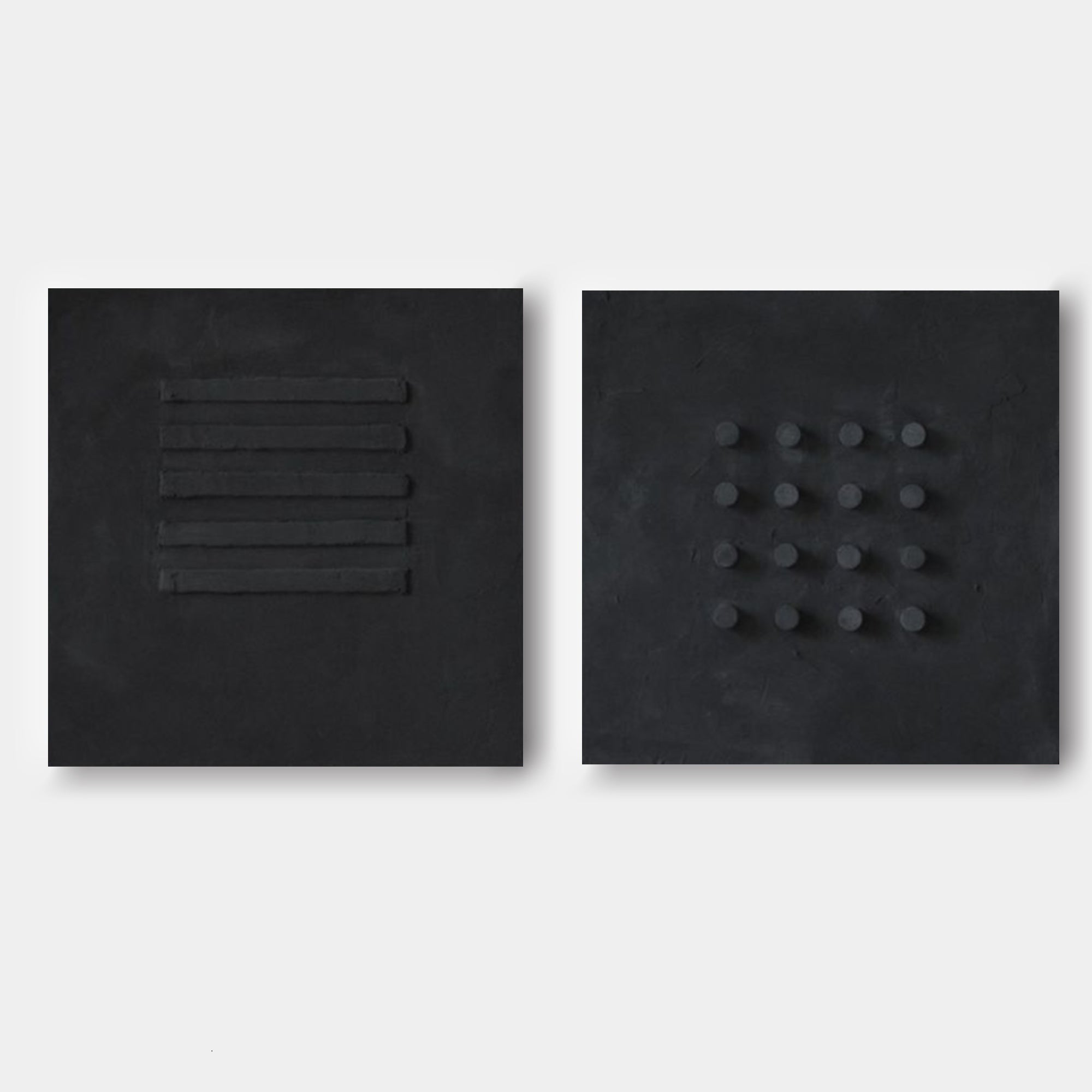 3D Black Textured Abstract Canvas Art Set of 2 Wabi Sabi Wall Art Black Minimalist Painting for Sale